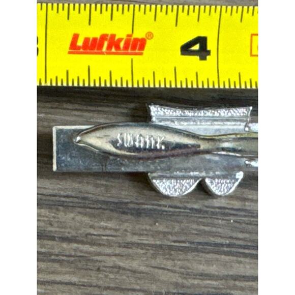 Vintage MCM Tie Bar Clips Silver Tone 1 Swank “N”. Faux Ruby, & Theater Masks - Picture 4 of 4